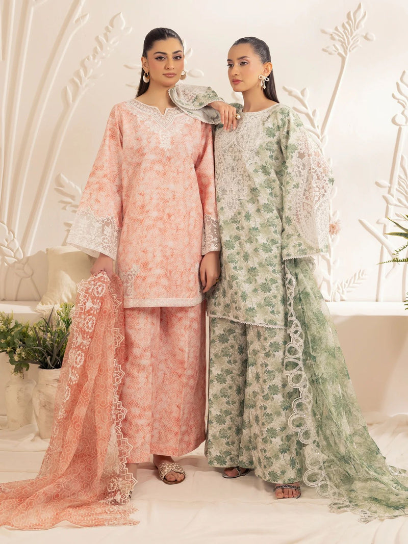 3pc Silk Lawn Printed & Embroidered Suit by Mohagni 04