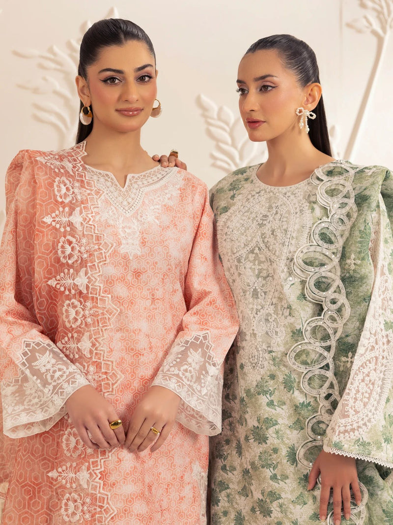 3pc Silk Lawn Printed & Embroidered Suit by Mohagni 04