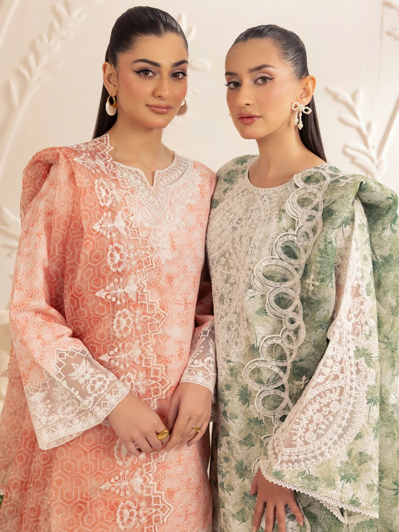 3pc Silk Lawn Printed & Embroidered Suit by Mohagni 04