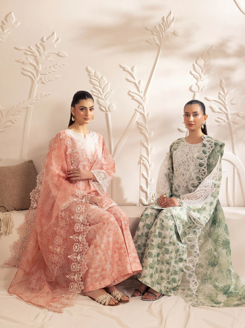 3pc Silk Lawn Printed & Embroidered Suit by Mohagni 04