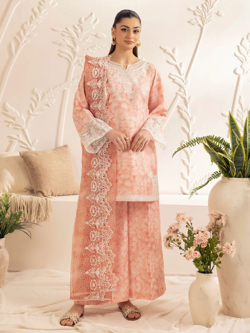 3pc Silk Lawn Printed & Embroidered Suit by Mohagni 04
