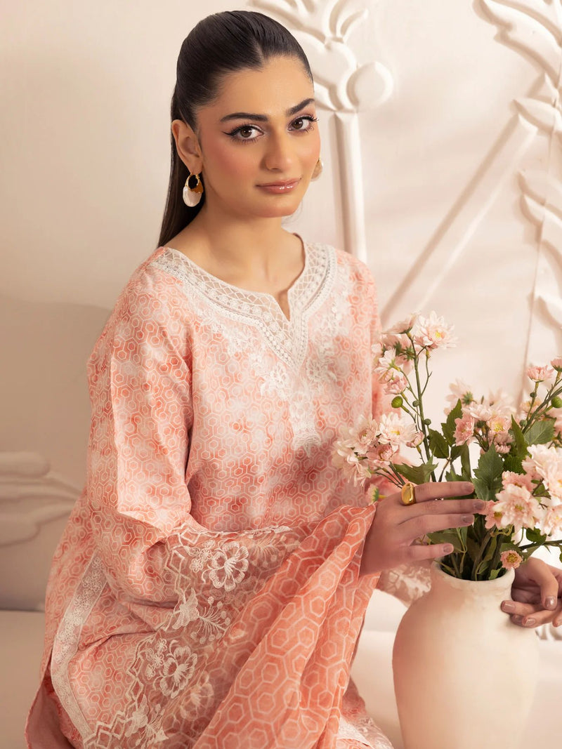 3pc Silk Lawn Printed & Embroidered Suit by Mohagni 04