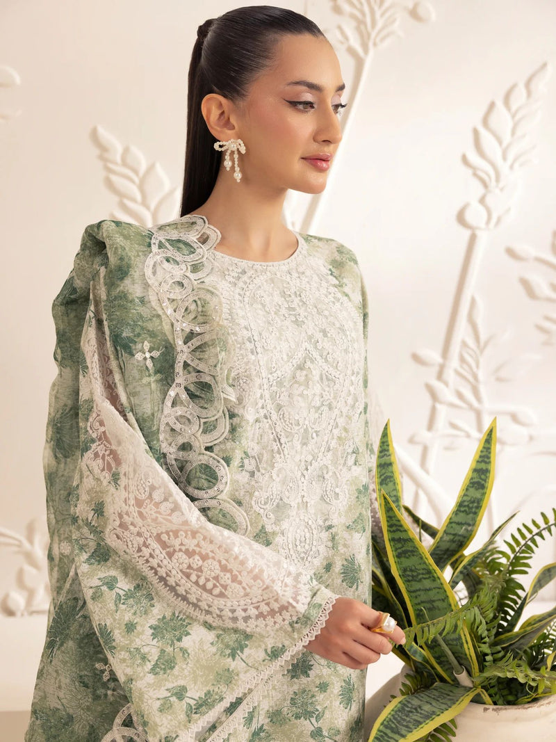 3pc Silk Lawn Printed & Embroidered Suit by Mohagni 05