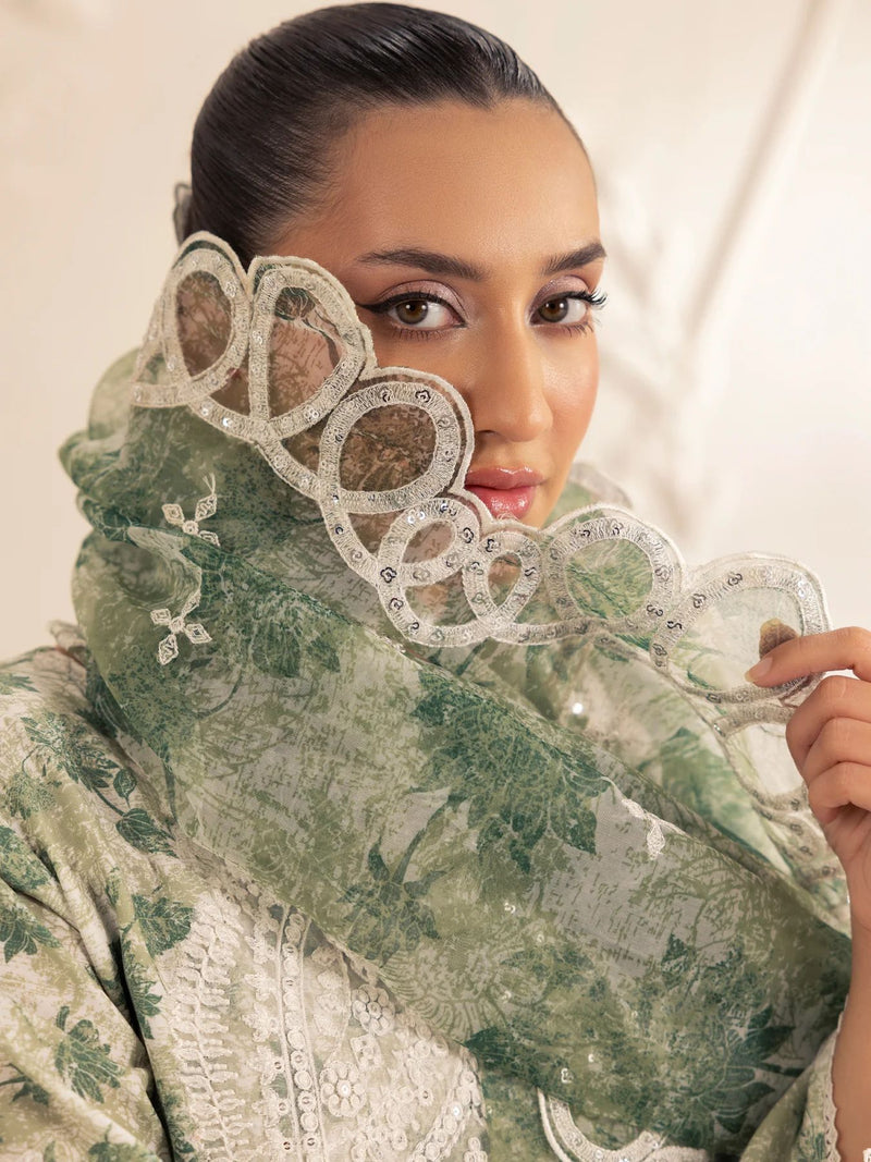 3pc Silk Lawn Printed & Embroidered Suit by Mohagni 05