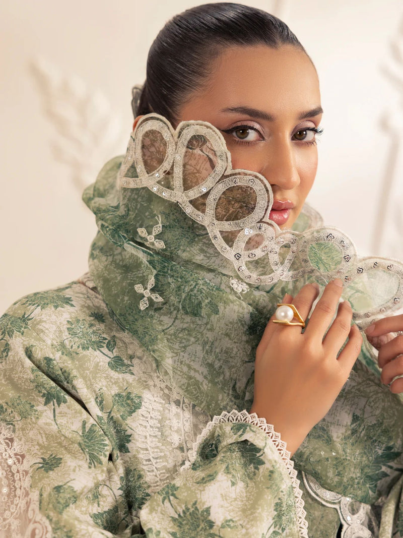 3pc Silk Lawn Printed & Embroidered Suit by Mohagni 05
