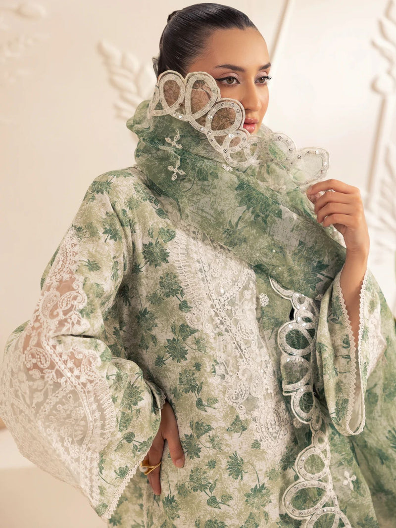 3pc Silk Lawn Printed & Embroidered Suit by Mohagni 05