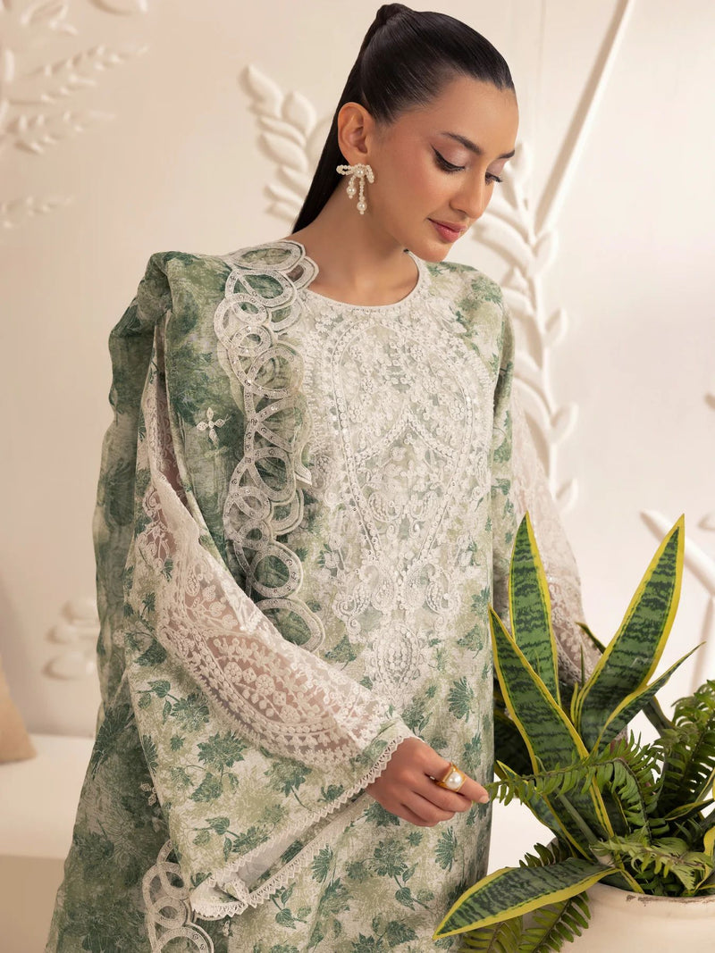 3pc Silk Lawn Printed & Embroidered Suit by Mohagni 05