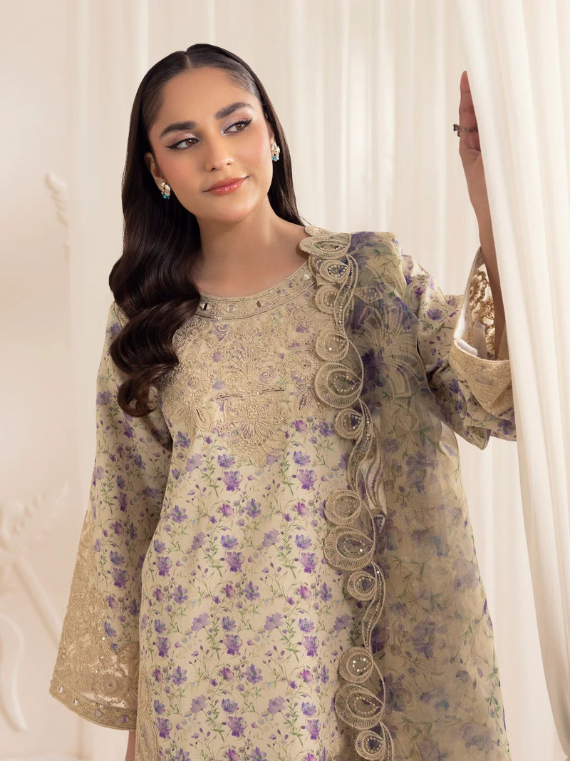 3pc Silk Lawn Printed & Embroidered Suit by Mohagni 06