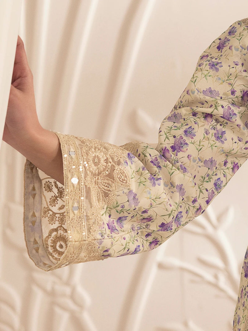 3pc Silk Lawn Printed & Embroidered Suit by Mohagni 06