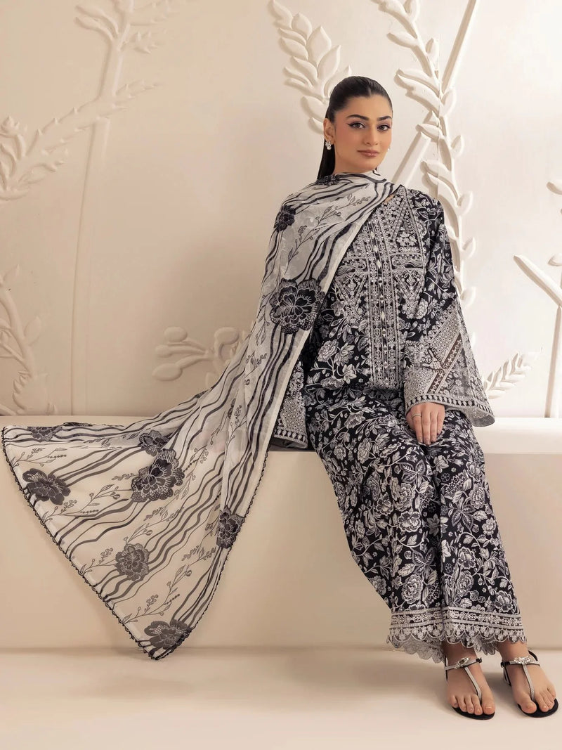 Mohagni 3pc Ready to Wear Silk Lawn Suit with Silk Dupatta LMB8