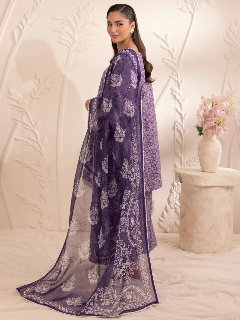 3pc Silk Lawn Printed & Embroidered Suit by Mohagni 07