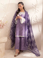 3pc Silk Lawn Printed & Embroidered Suit by Mohagni 07
