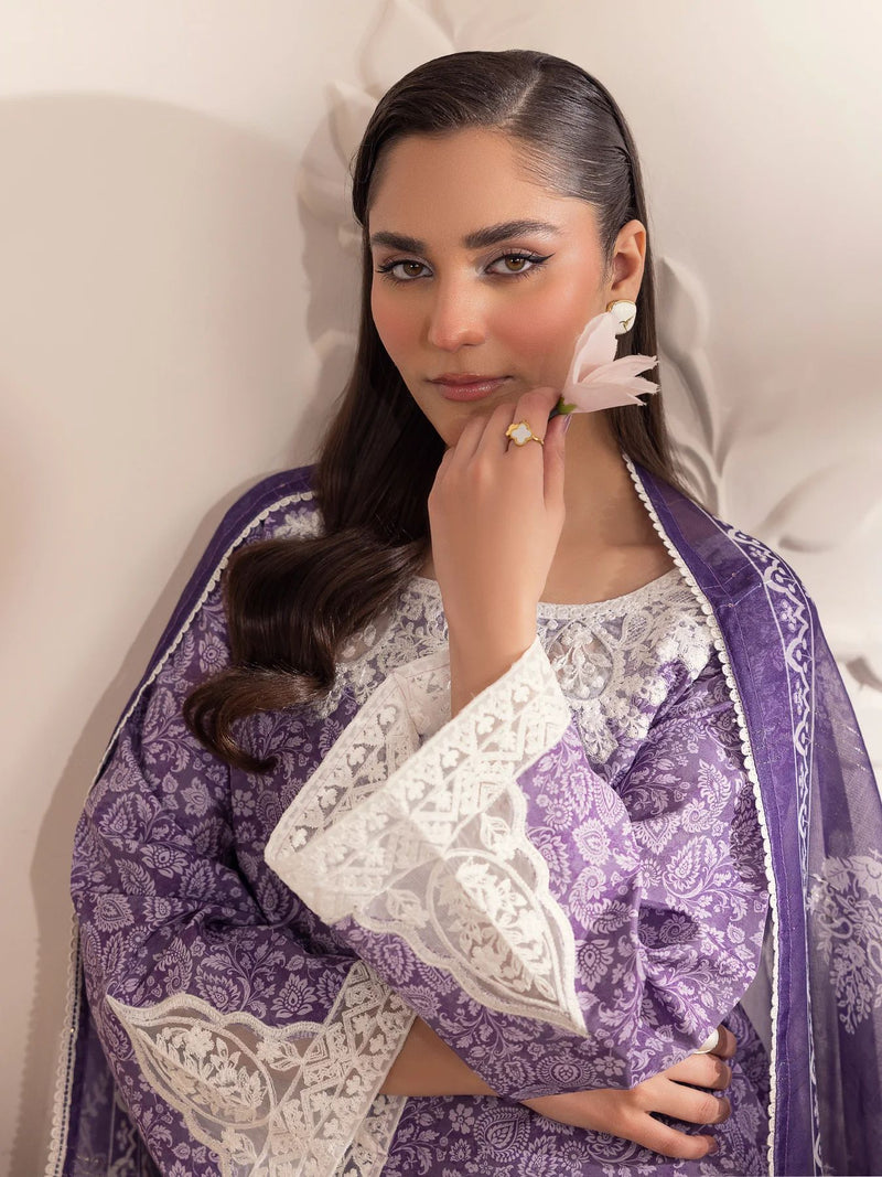 3pc Silk Lawn Printed & Embroidered Suit by Mohagni 07