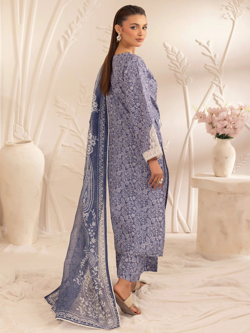 3pc Silk Lawn Printed & Embroidered Suit by Mohagni 08