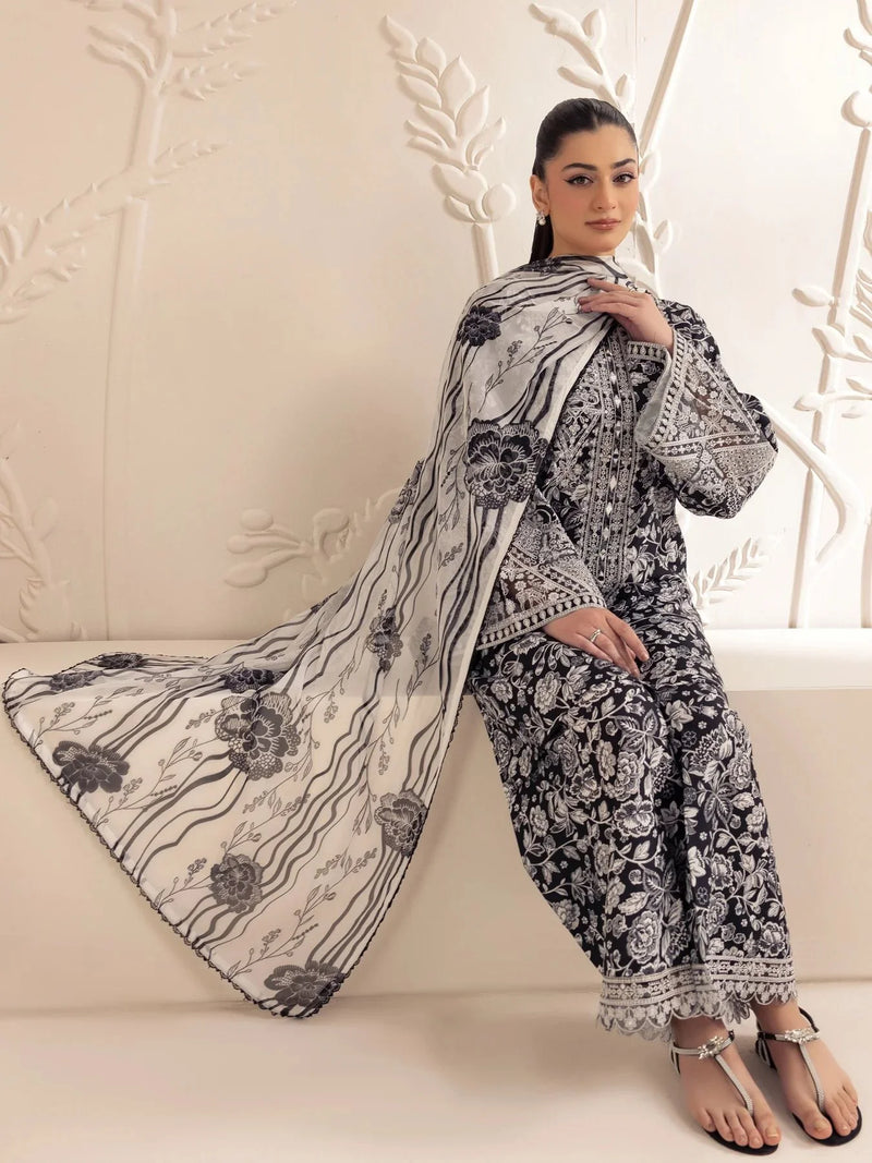 Mohagni 3pc Ready to Wear Silk Lawn Suit with Silk Dupatta LMB8