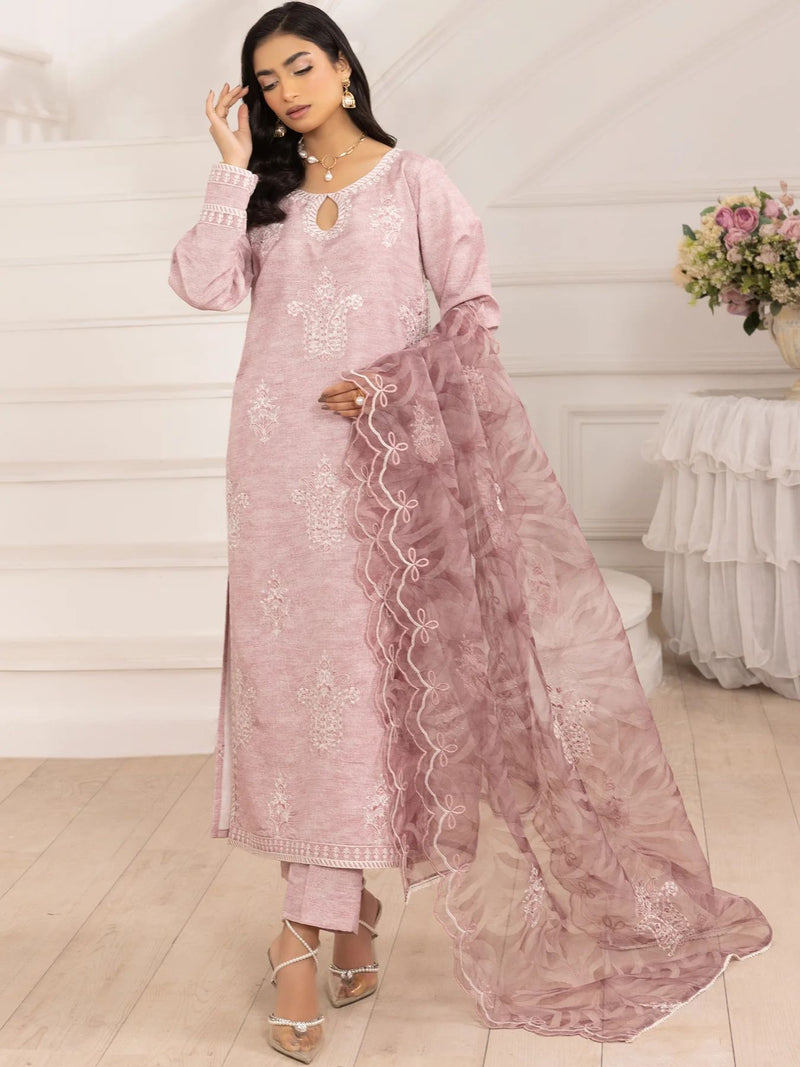 3pc Silk Lawn Printed & Embroidered Suit by Mohagni 09