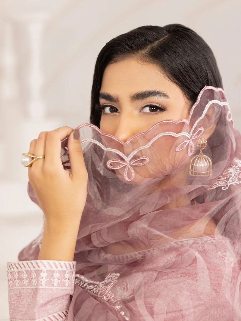 3pc Silk Lawn Printed & Embroidered Suit by Mohagni 09