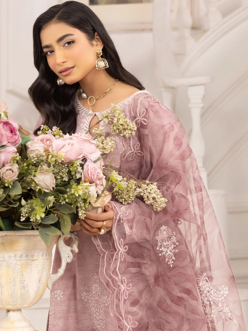 3pc Silk Lawn Printed & Embroidered Suit by Mohagni 09
