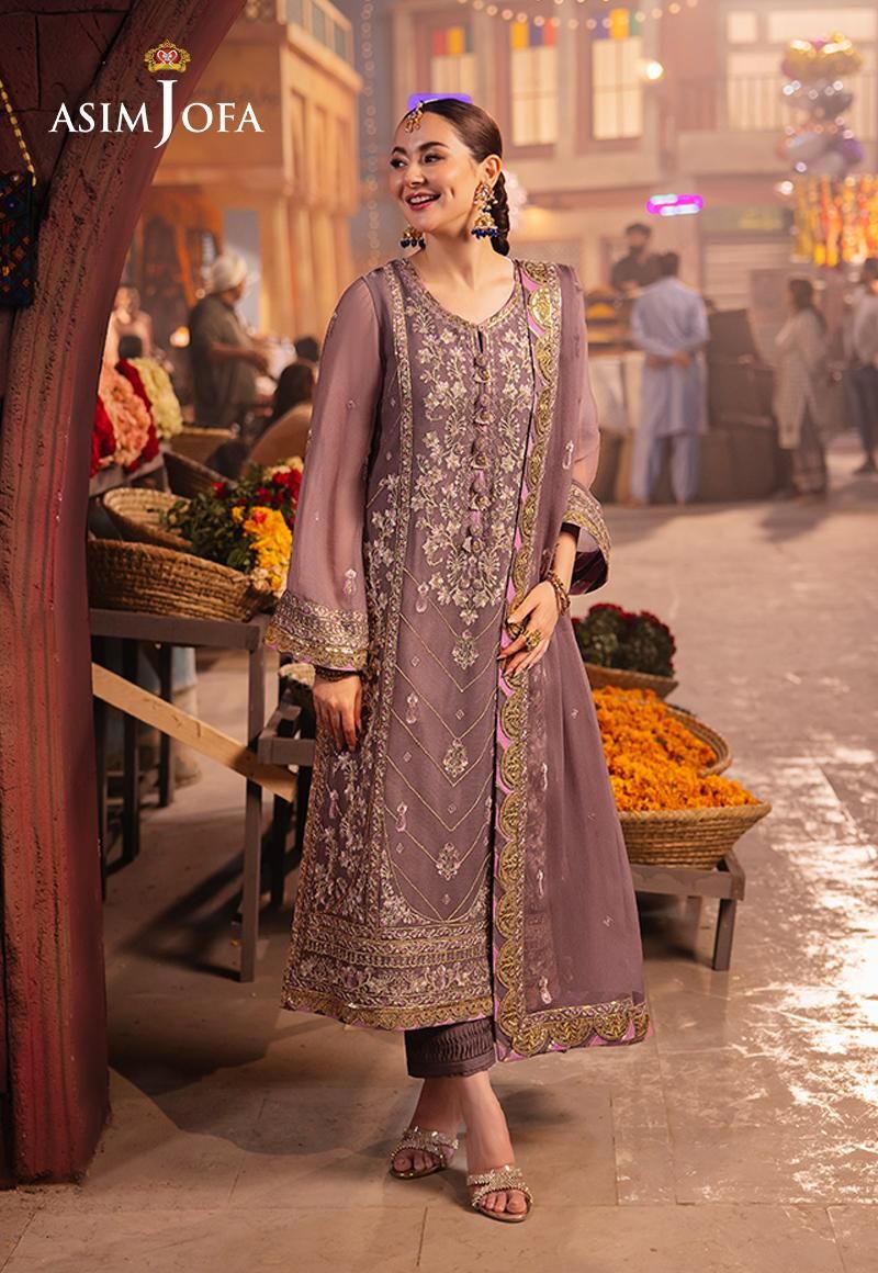 asim jofa brown dress Asim Jofa Chamak Damak Pakistani Chiffon Dress