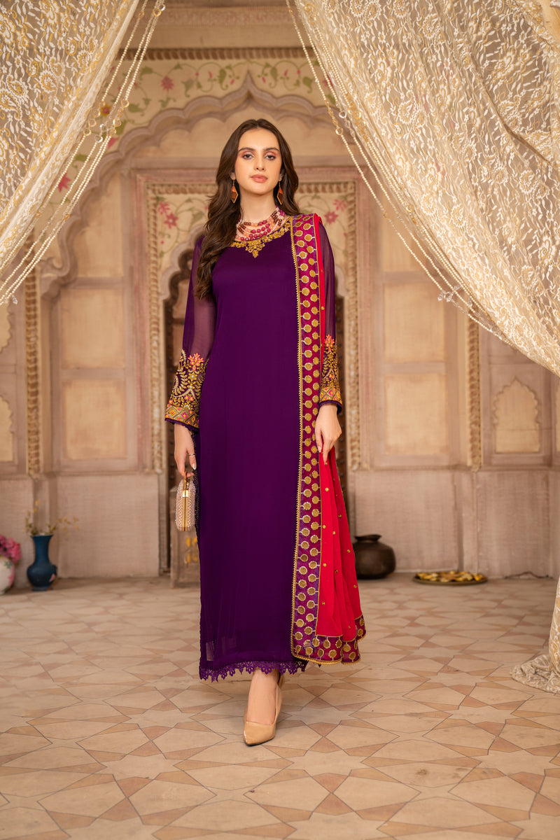 CHIFFON EMBROIDERED FORMAL DRESS BY ALEEZAY 11