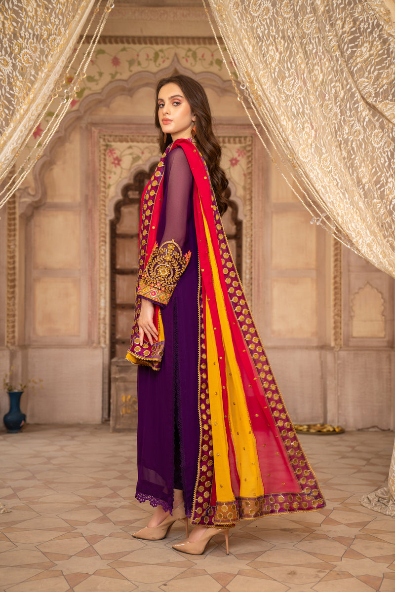 CHIFFON EMBROIDERED FORMAL DRESS BY ALEEZAY 11