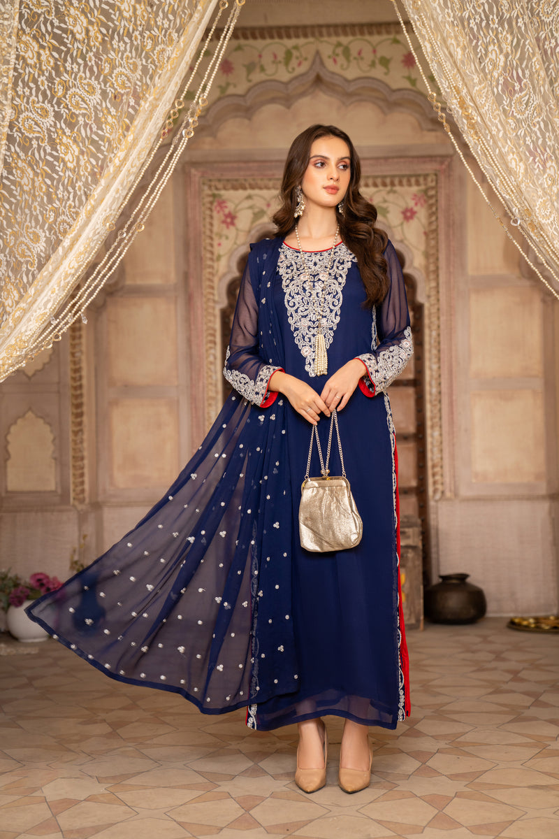 CHIFFON EMBROIDERED FORMAL DRESS BY ALEEZAY 08 The Zaibai CHIFFON EMBROIDERED FORMAL DRESS BY ALEEZAY 08 The Zaibai