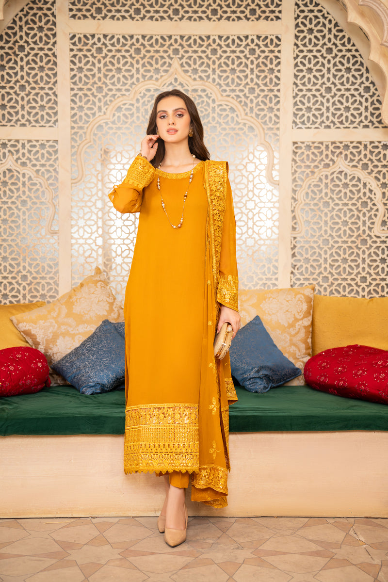 CHIFFON EMBROIDERED FORMAL DRESS BY ALEEZAY 01