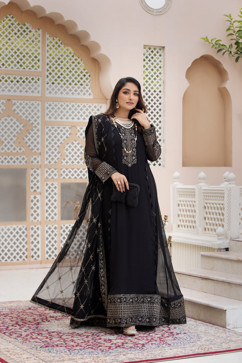 CHIFFON EMBROIDERED FORMAL DRESS BY ALEEZAY 03 The Zaibai CHIFFON EMBROIDERED FORMAL DRESS BY ALEEZAY 03 The Zaibai