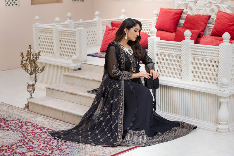 CHIFFON EMBROIDERED FORMAL DRESS BY ALEEZAY 03 The Zaibai CHIFFON EMBROIDERED FORMAL DRESS BY ALEEZAY 03 The Zaibai