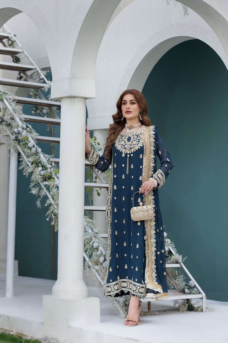 CHIFFON EMBROIDERED FORMAL DRESS BY ALEEZAY 12
