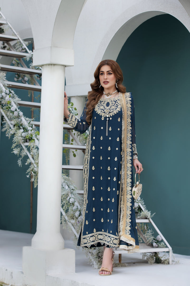 CHIFFON EMBROIDERED FORMAL DRESS BY ALEEZAY 12