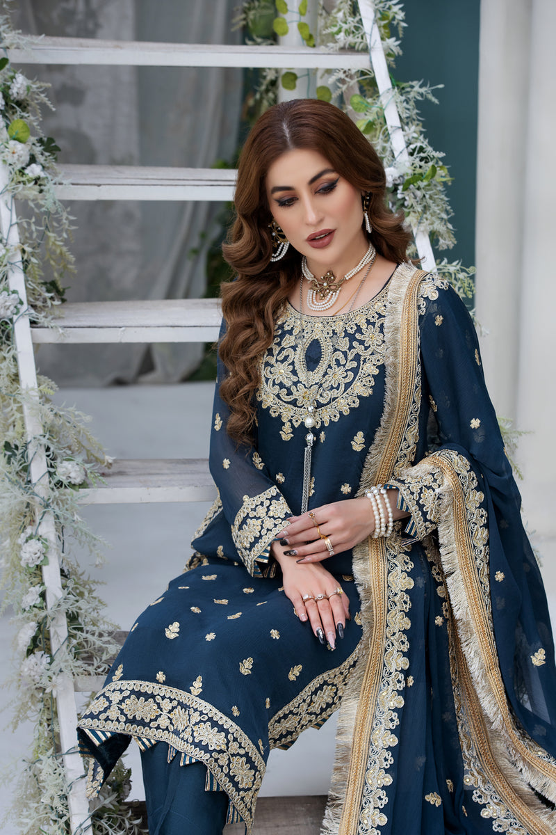 CHIFFON EMBROIDERED FORMAL DRESS BY ALEEZAY 12