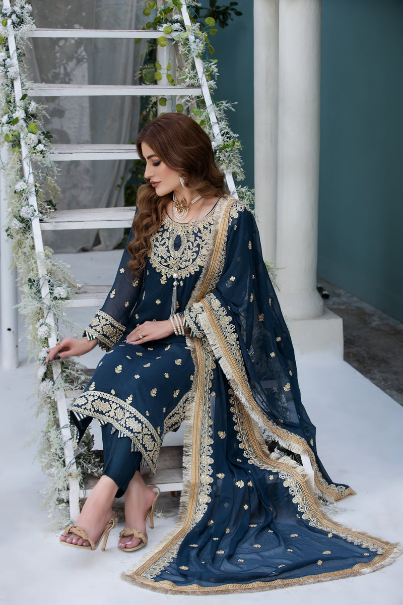 CHIFFON EMBROIDERED FORMAL DRESS BY ALEEZAY 12