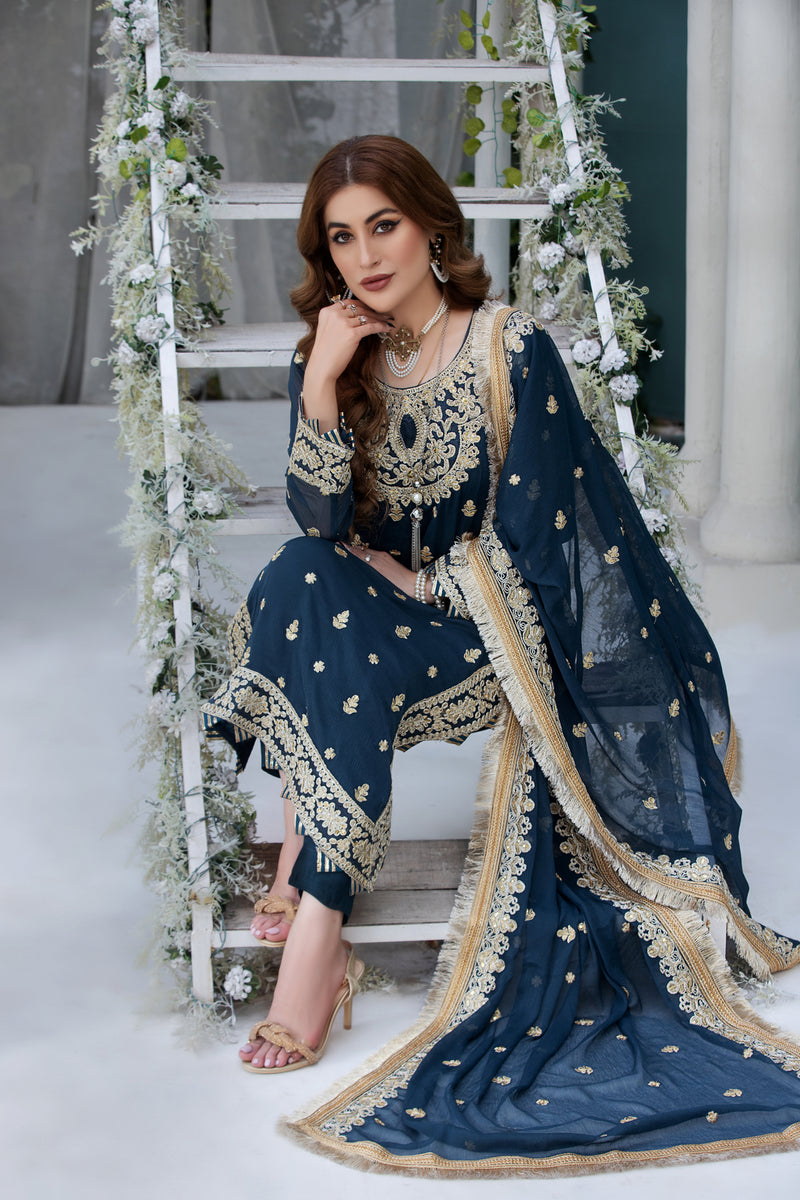 CHIFFON EMBROIDERED FORMAL DRESS BY ALEEZAY 12