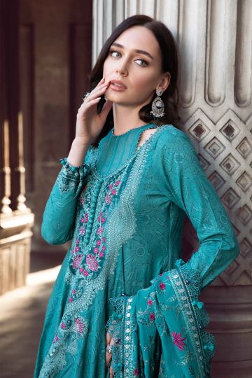 MARIA B WINTER LINEN COLLECTION TEAL DL-1105 MARIA B WINTER LINEN COLLECTION TEAL DL-1105