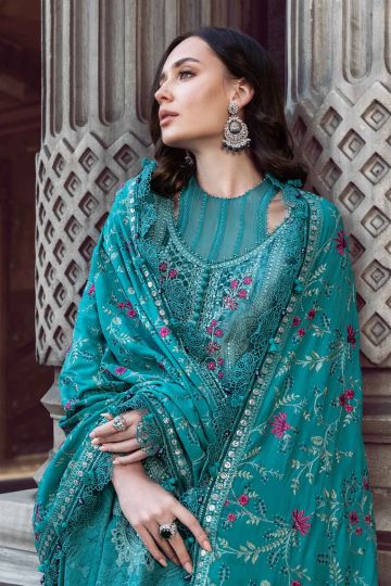 MARIA B WINTER LINEN COLLECTION TEAL DL-1105 MARIA B WINTER LINEN COLLECTION TEAL DL-1105