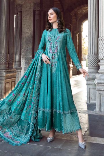 MARIA B WINTER LINEN COLLECTION TEAL DL-1105 The Zaibai MARIA B WINTER LINEN COLLECTION TEAL DL-1105 The Zaibai
