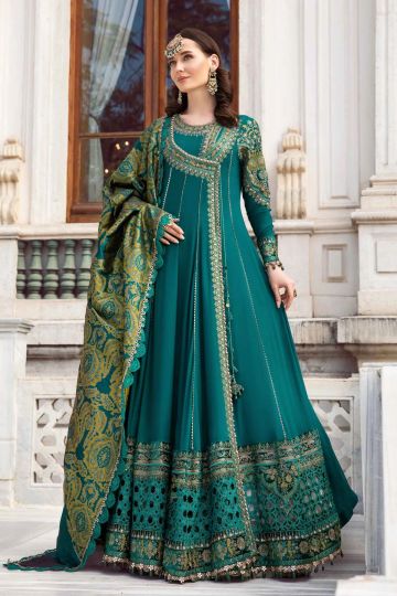MARIA B WINTER LINEN COLLECTION EMERALD GREEN DL-1107 MARIA B WINTER LINEN COLLECTION EMERALD GREEN DL-1107