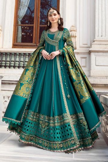 Maria B C Green Bridal Dress MARIA B WINTER LINEN COLLECTION EMERALD GREEN DL-1107 The Zaibai Maria B C Green Bridal Dress MARIA B WINTER LINEN COLLECTION EMERALD GREEN DL-1107 The Zaibai