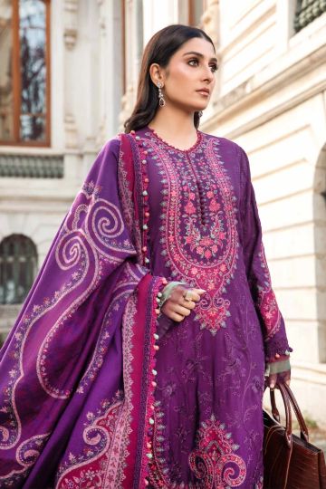 MARIA B WINTER LINEN COLLECTION PURPLE DL-1108 The Zaibai MARIA B WINTER LINEN COLLECTION PURPLE DL-1108 The Zaibai