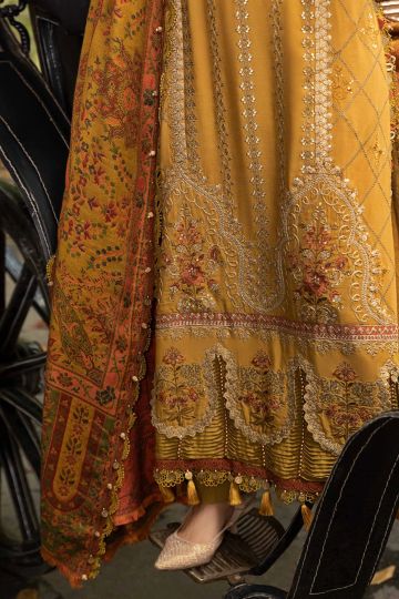 MARIA B WINTER LINEN COLLECTION MUSTARD DL-1110 The Zaibai MARIA B WINTER LINEN COLLECTION MUSTARD DL-1110 The Zaibai