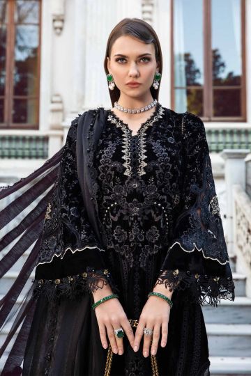 MARIA B WINTER LINEN COLLECTION BLACK & GOLD DL-1111 The Zaibai MARIA B WINTER LINEN COLLECTION BLACK & GOLD DL-1111 The Zaibai