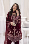 Makhmal by Gul Warun Maroon 3pc Velvet Embroidered Suit MBG10