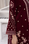 Makhmal by Gul Warun Maroon 3pc Velvet Embroidered Suit MBG10