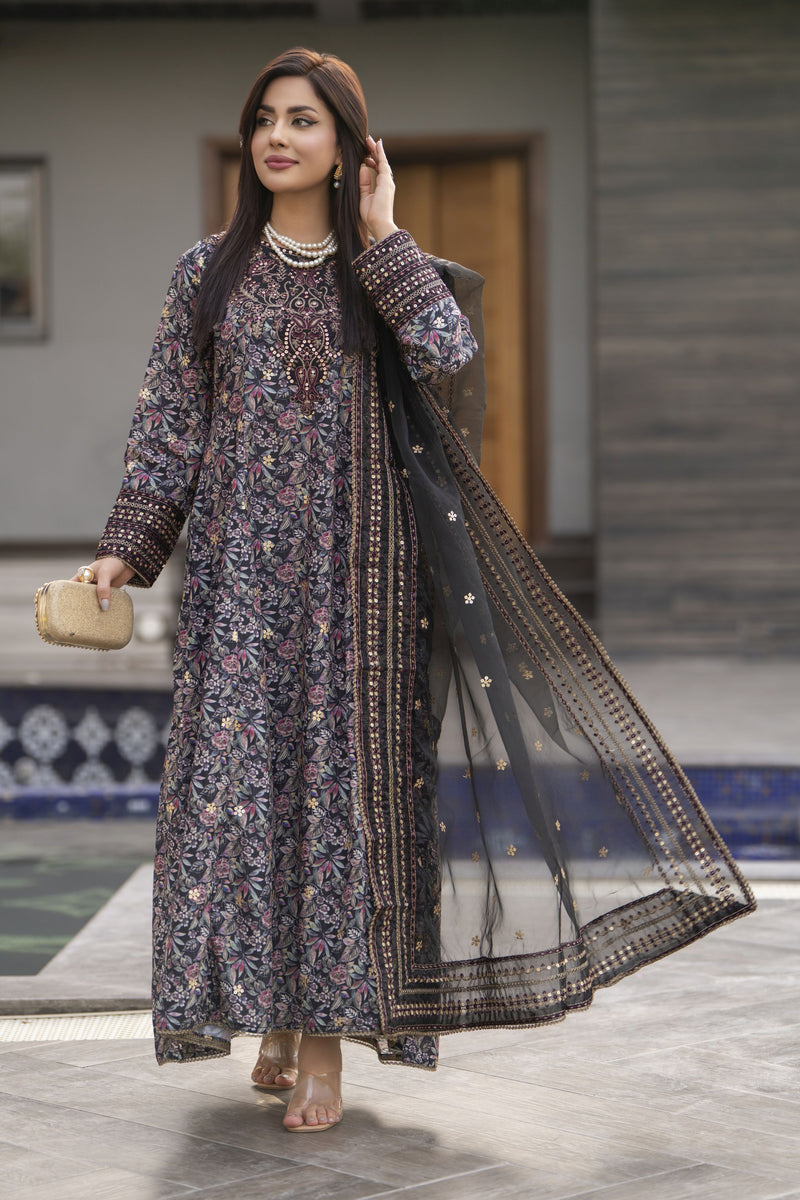 3pc Ready to Wear Silk Lawn Frock  BY MOHAGNI 18