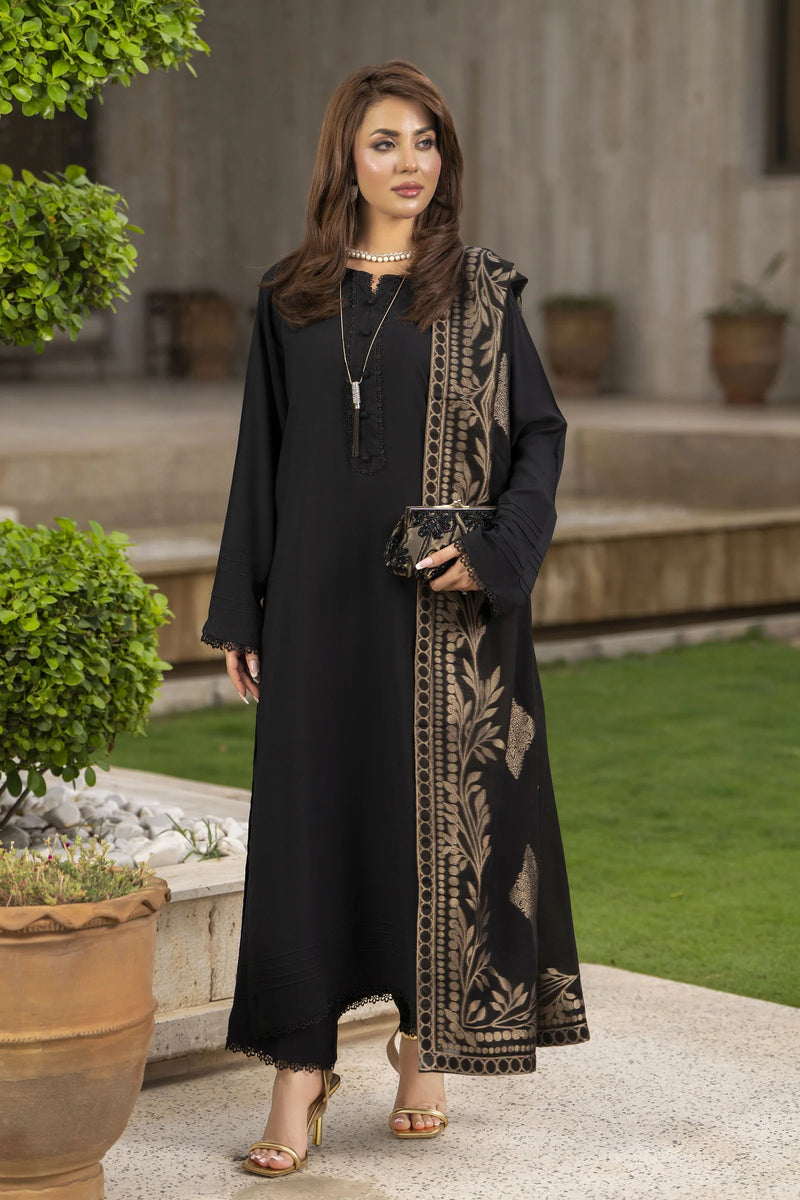 black dress with golden dupatta Aleezay 3pc Linen Suit Gold Jacquard – JAL9 – The Zaibai VARIANTE_GOLD