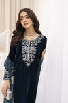 Makhmal by Gul Warun Teal 3pc Velvet Embroidered Suit MBG3