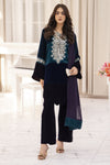 Makhmal by Gul Warun Teal and Navy 3pc Velvet Embroidered Suit MBG7