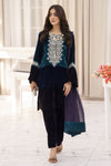 Makhmal by Gul Warun Teal and Navy 3pc Velvet Embroidered Suit MBG7