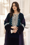 Makhmal by Gul Warun Teal and Navy 3pc Velvet Embroidered Suit MBG7